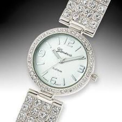 NEW Geneva 62623474 Platinum Glitz & Glamor Womens Analog Metal Bezel Watch 30M
