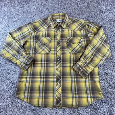 Haband Shirt Mens Large Yellow Pearl Snap Western Outdoors - Image 1 of 4