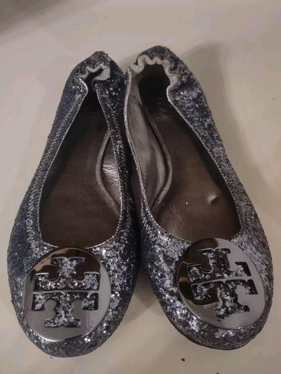 Tory Burch Reva sequin ballet flats Size 6.5 Logo Medallion | eBay