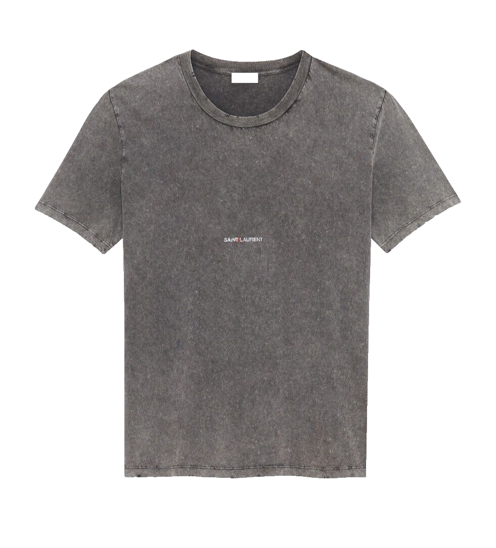 Saint Laurent Logo Rive Gauche T shirt vintage grigia distrutta grande regalo