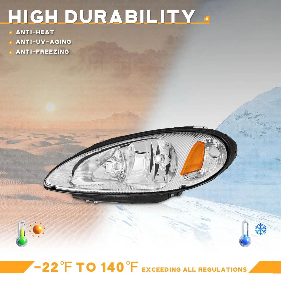 WEELMOTO Headlights For 2001-2005 Chrysler PT Cruiser Chrome Lamps Left & Right Foto 4 de 4