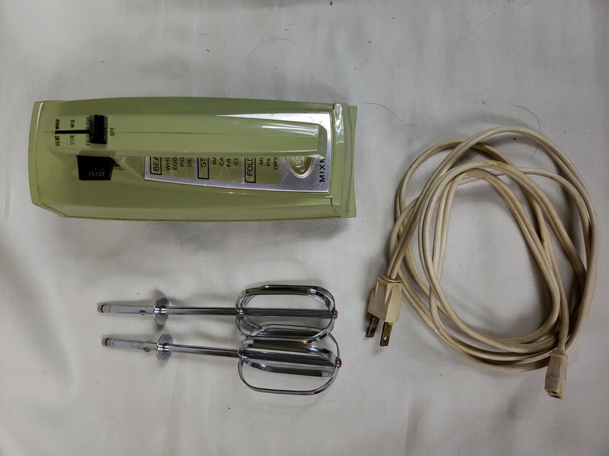 Circa 1967 Avocado Green 3-Speed Handheld Mixer Sunbeam Mixmaster