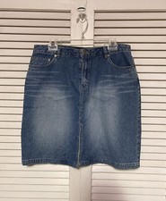 Route 66 Womens 11 12 Juniors Jean Skirt Blue Denim Classic Fit Mini Middle Splt