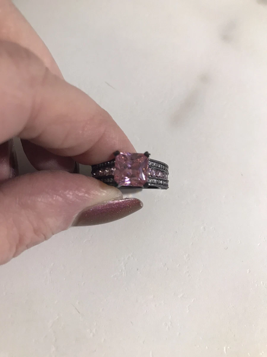 Women s Vancaro Black Rhodium Gothic Pink Ice Ring Sz 6 Gorgeous