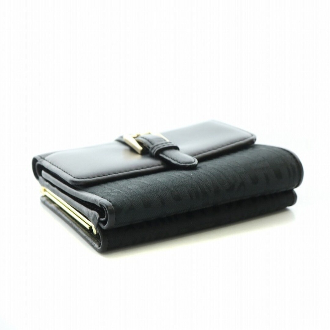 Dax DAKS Tri-fold Wallet Leather Canvas Switch Logo Black BB