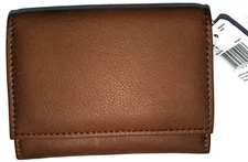 Mundi Leather ID Card Case & Key Ring Wallet, Brown