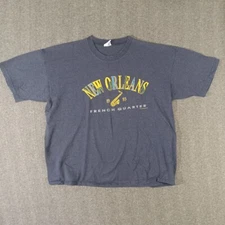 Cal Cru New Orleans French Quarter 1993 Vintage Graphic Tshirt Adult XL SS Blue