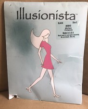 NEW QVC Breezies Women Black Pantyhose Size E Illusionista UltimAir USA