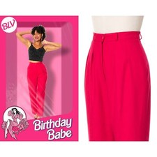 Vintage 1980s Trousers 80s KENZO Hot Pink Wool High Waist Straight Leg Trousers