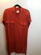 So Women's XXL Rust  Color Shirt Style Lagen Midi Belted Dress Minimalist