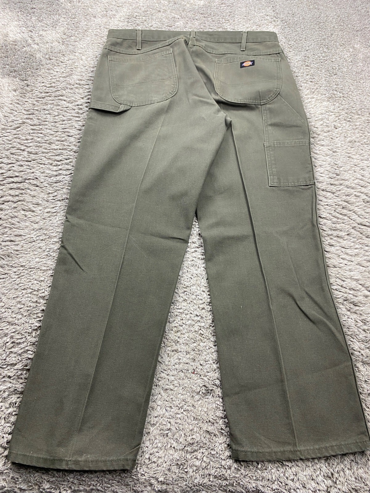 Vtg Dickies Carpenter Pants Men 38x30 Sage Green Duck Canvas Relaxed Fit Workwear