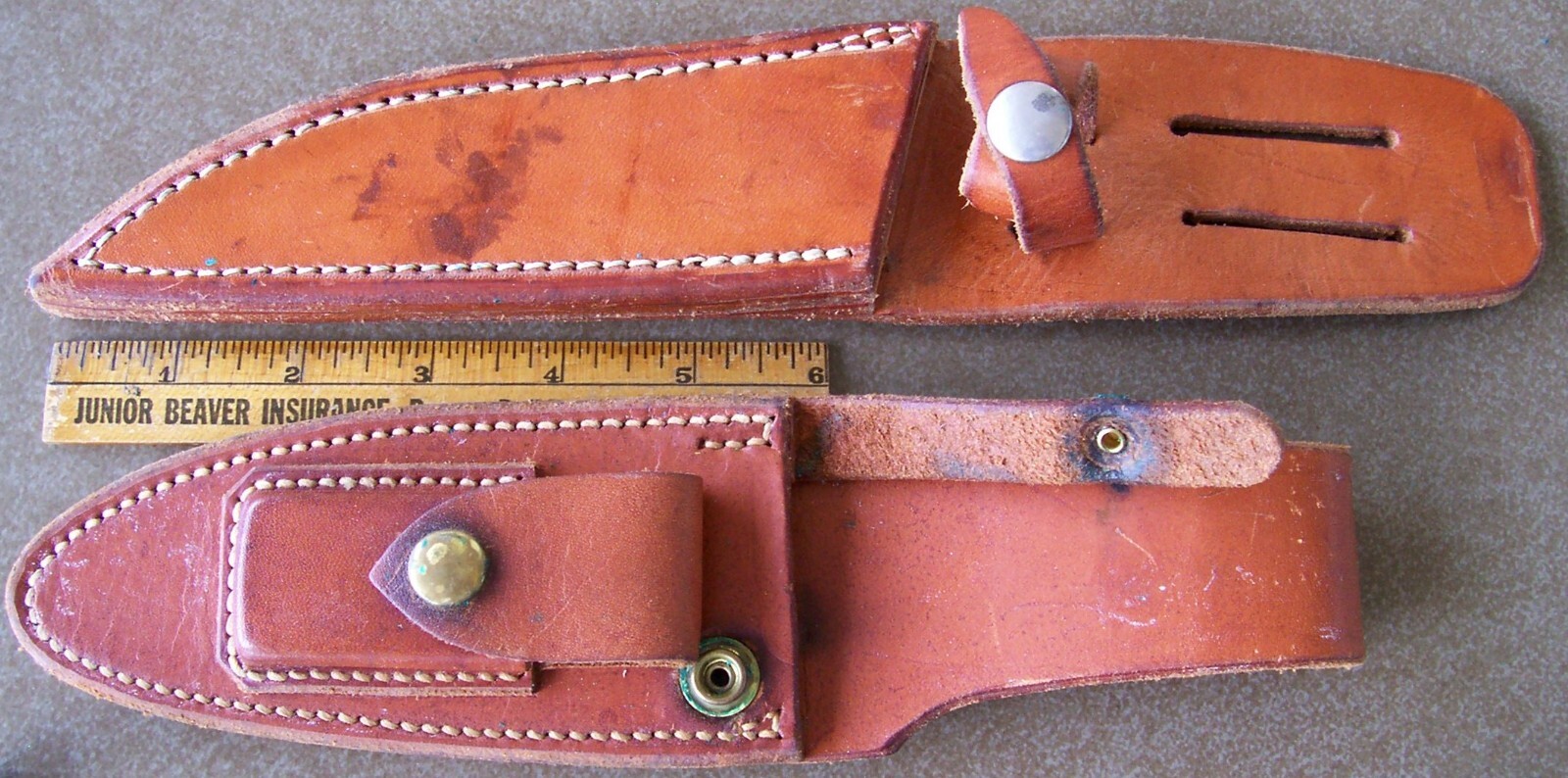 6 Vintage HUNTING KNIFE SHEATHS SCABBARDS quality unmarked Custom