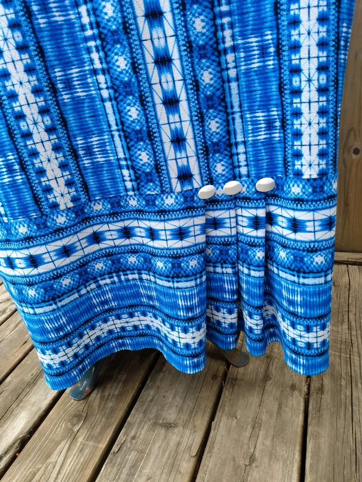 Amish Mennonite Cape Dress Plus Size 48"B 46"W Blue Stretchy - Image 4 of 4