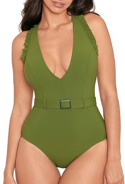 Skinny Dippers Green V-Neck Jelly Beans One-Piece Swimsuit Size L-image