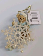 Cherished Teddies Bear With Bag Of Snow Ornament, 4005483, Complete In Box