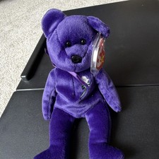 Ty Beanie Babies Princess Bear Retired Original 1997 Purple Plush Ages 4-16
