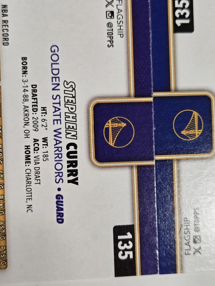🏀 2025 Topps Stephen Curry Púrpura Espalda Error SP Variación #135 Warriors ¡¡RARO!!! Foto 2 de 4