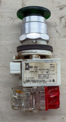 Square D 9001 KM1 Ser. H Green Push Button (7386)