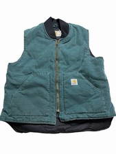 VTG Carhartt Vest Men XL Green V02 HTG Arctic Quilt Lined Duck Canvas USA Made