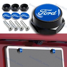 For Ford Blackblue Car License Plate Frame Security Screw Bolt Caps Covers 4pcs
