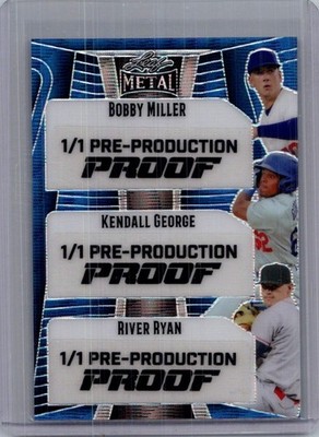 Bobby Miller Kendall George River Ryan Leaf Baseball 1/1 Pre Production Proof