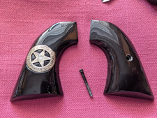 Colt Single Action Black Buffalo Horn Grips Wtexas Ranger Star On Right Panel