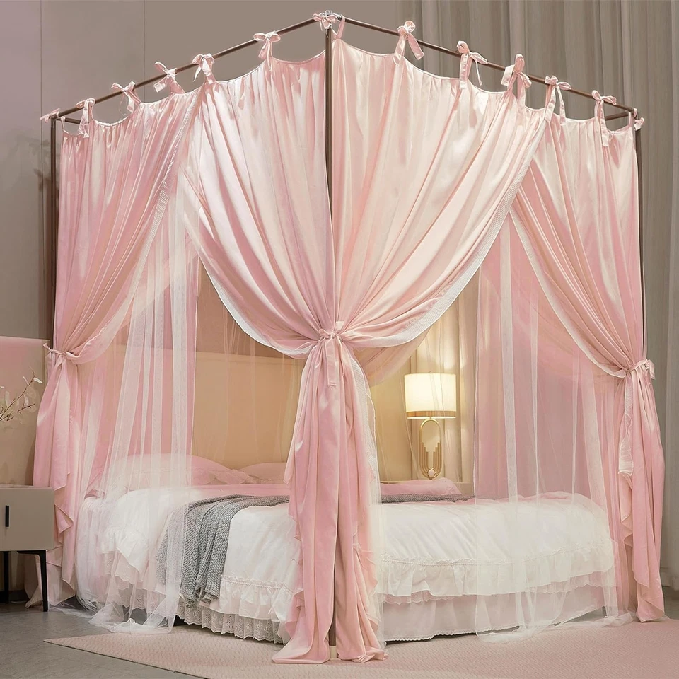 Lujoso toldo de cama con temática de princesa - Elegante protección contra mosquitos para niñas Foto 3 de 4