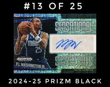 2024-25 Panini Prizm Black PJ Washington Jr Sensational Signatures Auto /25 SS-P