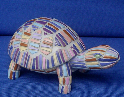 #ad #ad Mosaic Turtle Tortoise Figurine Miniature 4 inch long $7.83