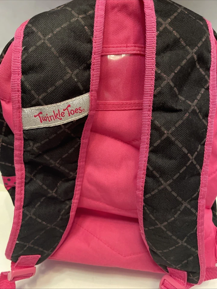 Mochila Twinkle Toes luces parpadeantes negra y rosa. "14"" X 14"" usado" Foto 4 de 4
