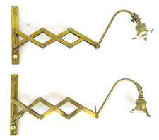 LAMPADE A FORBICE IN OTTONE DORATE VINTAGE APPLIQUE INDUSTRIALI ESTENSIBILI B10