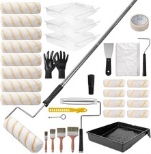 33 PCS Paint Roller Kit with 4-Section Pole, 9'' Roller Trays, Strong Handles