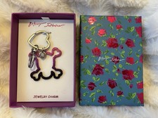 NEW Betsey Johnson Pink Purple Skull Cut Out Jewelry Bag Charm Key Chain