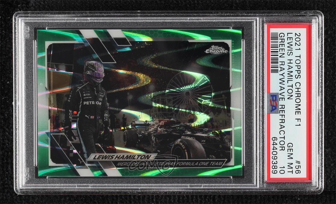 2021 Chrome Formula 1 Green RayWave Refractor 85/99 Lewis Hamilton PSA 10 0n64