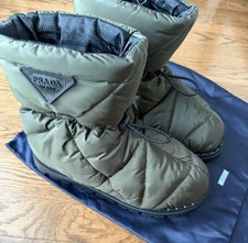Prada Nylon Snow Winter Boots Olive Quilted Size 39