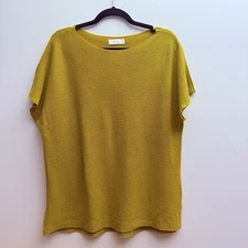 Oak + Fort Mustard Yellow Knit Wool Blend Drop Shoulder Boxy Top Women’s Medium
