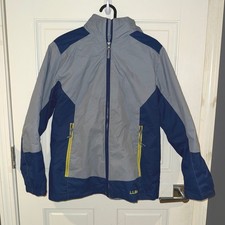 L.L. Bean Boys Youth Size Medium Gray Navy Blue Zip Up Jacket 295452