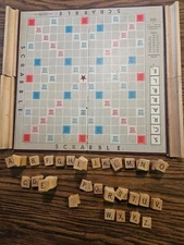 Vintage Scrabble Selchow & Righter Crossword Board Game in Box 1953, 99 tiles