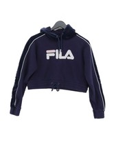 Fila Women's Hoodie M Purple Graphic Cotton with Polyester Pullover
