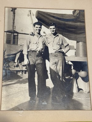 Vintage Photo Two  Military Men Buddy's Embraced Gay Interest 9x7 Inches
