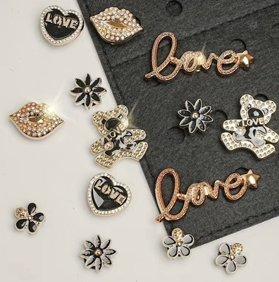 14 Stck. Bär Herz Liebe Kroko Charms Jibbitz Gold Schuh Deko Mädchen Geschenkset