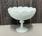 Vintage Indiana White Milk Glass Pedestal Candy Planter Dish