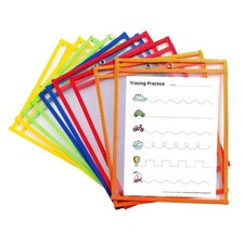 10 Dry Erase Pockets Oversize 10 Inch x 13 Inch Pockets Perfect for Classroom...