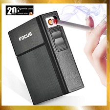 2-in-1 Rechargeable Electric USB Cigarette Case Lighter Gift Dampproof Box UK