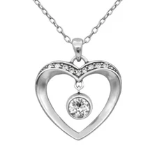 Heart Necklace clear crystal silver plated stainless steel by Controse