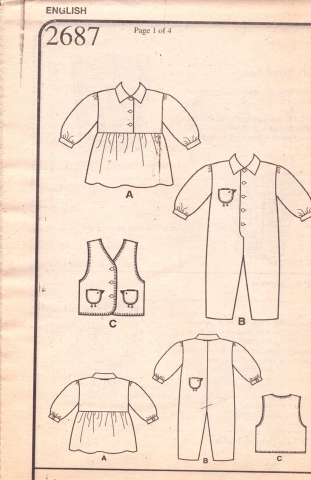 Style Kids 2687  Dress ~ Rompers~ Vest (Waistcoat)  Comes in Sizes 1/2 - 1-2-3-4 - Image 3 of 4