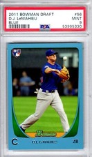 2011 BOWMAN DRAFT # 56 D.J. LeMAHIEU BLUE PSA 9 MINT RC Rookie Pop 1 None Higher