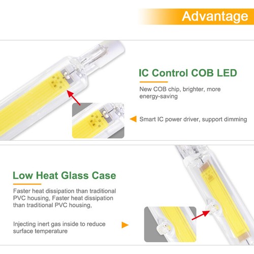 Dimmable R7s LED COB Glass Tube Light Bulb 6W 78mm 12W 118mm 10W 25W J135 J Type - Picture 7 of 14