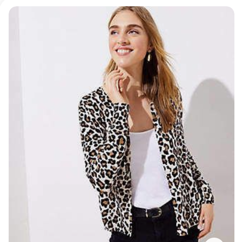 Loft Leopard Print Signature Cardigan 