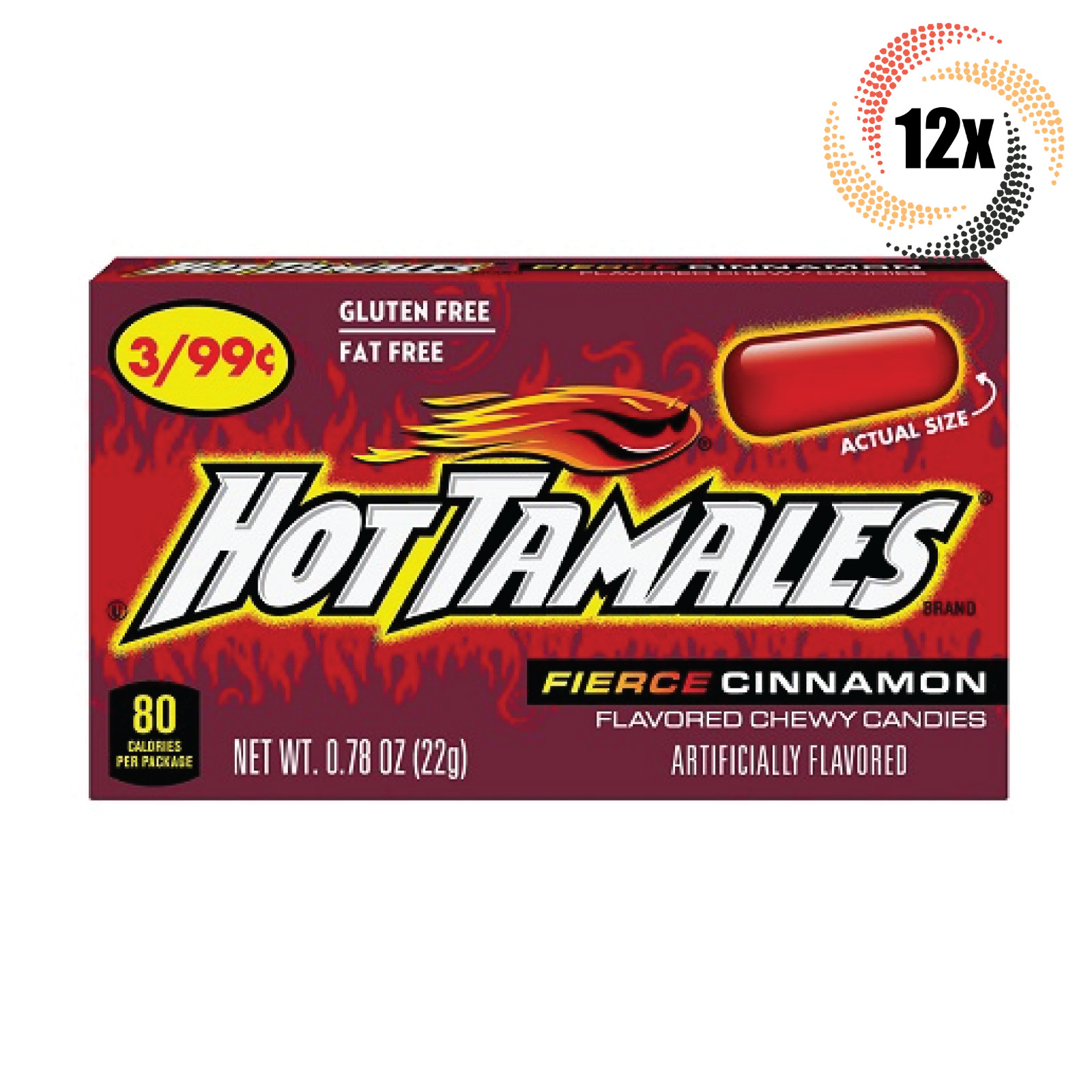 12 упаковок горячих жевательных конфет Тамалес со вкусом корицы и без глютена | 78 унций